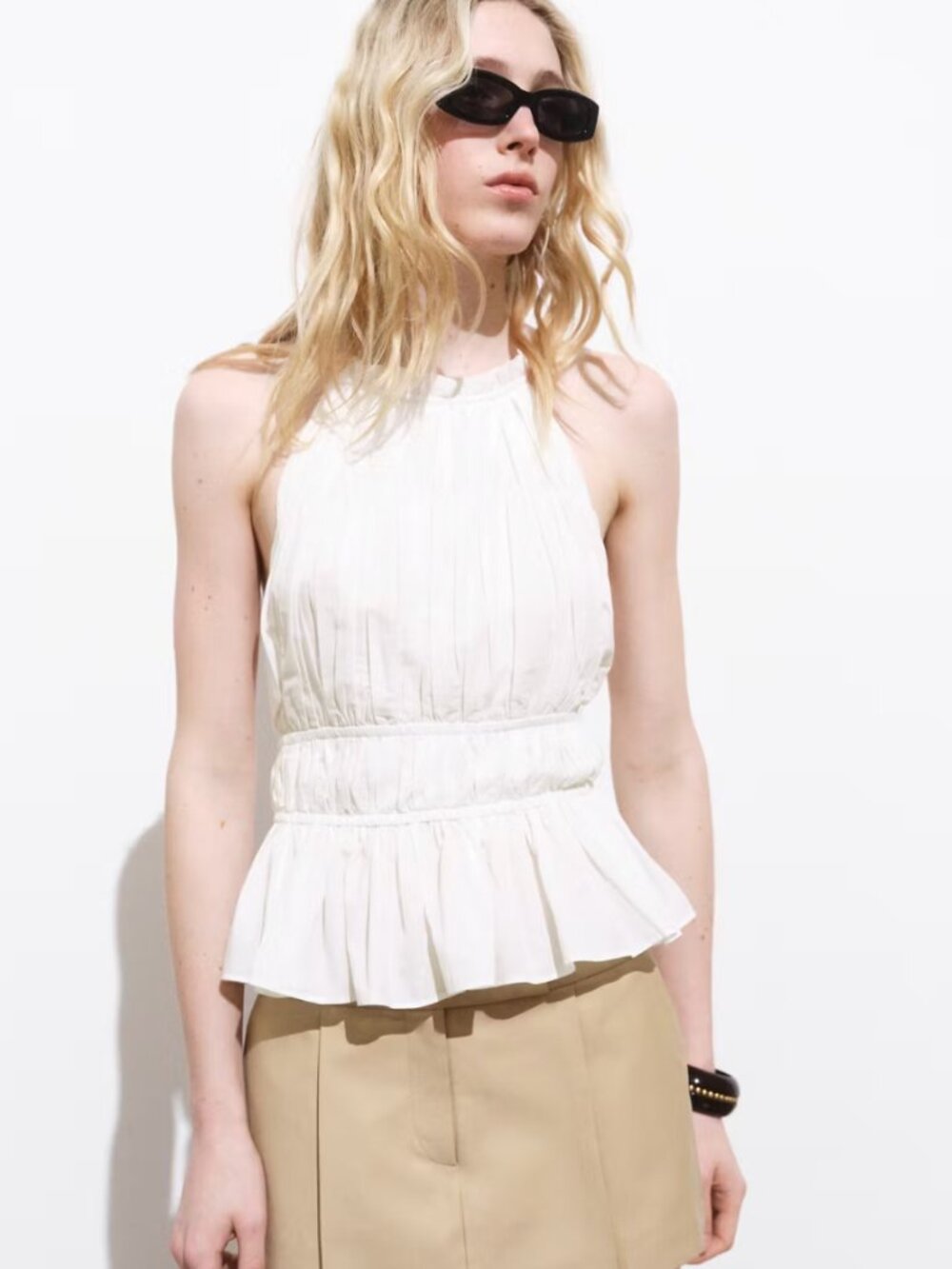 Mango Ruched Halter Top